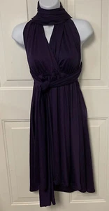 IBTOM CASTLE Purple Convertible Multi Way Wrap Tie Cocktail Dress - Picture 1 of 10