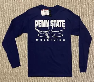 Penn State PSU Wrestling Blu Navy Girocollo LS Uomo Small SM S Hanes Nuovo con etichette - Foto 1 di 7