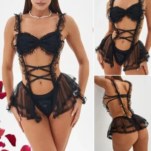 Sexy Women Lingerie Maid Cosplay Costume Babydoll Sleepwear Halloween Uniform US - Picture 1 of 18