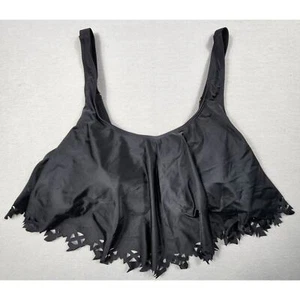 Mooncore Tankini Bandeau Bathing Suit Top Flounce Bikini Womens 3XL Black - Picture 1 of 7
