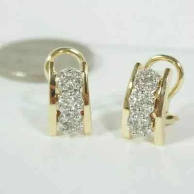 2 Ct Round Cut Lab-Created Diamond Huggie Hoop Earrings 14K Yellow Gold Plated - Image 1 of 4