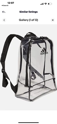 阿迪达斯透明 17.5 英寸 GYM 学校背包,不含 PVC!全新带标签 — 第 1/4 张图片