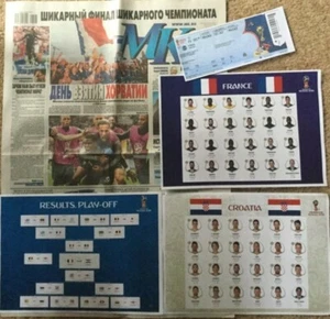 2018 World Cup Final Croatia v France 4 items includes copy of match TKT FIFA - Picture 1 of 4