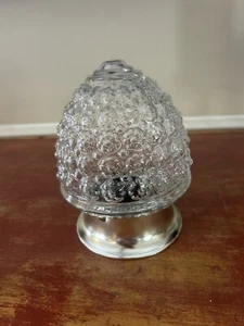 Vintage Simi Flush Hardwired Globe Acorn MCM Light Fixture Clear Glass Flowers - Picture 1 of 3