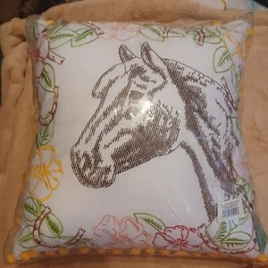Pioneer Women Horse Cameo 16 x16 pillow NIP - Picture 1 of 4