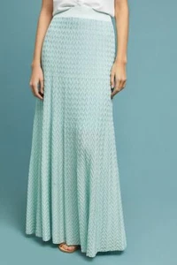 NWT $198 Anthropologie CECILIA PRADO Thalassa Knit Maxi Skirt Blue Chevron Small - Picture 1 of 4