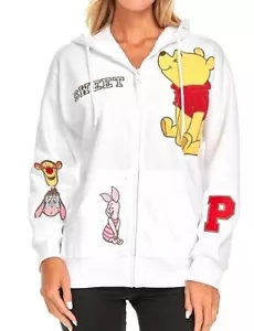 NWT DISNEY Winnie The Pooh Women's Full Zip Sweatshirt Hoodie White many sizes - Picture 1 of 12