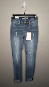 Neu mit Etikett Indigo Rein Damen 24 High Rise Ankle Skinny Stretch Bündchen Jeans - Bild 1 von 7