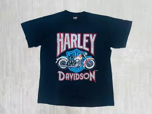 Camicia Vintage HARLEY DAVIDSON Motocicli FUN WEAR Ward Nera Logo USATA GRANDE - Foto 1 di 17
