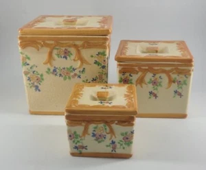 1930s - 1940s Vintage Tashiro Shoten Japan Floral Orange Cream Canister Set - Picture 1 of 17