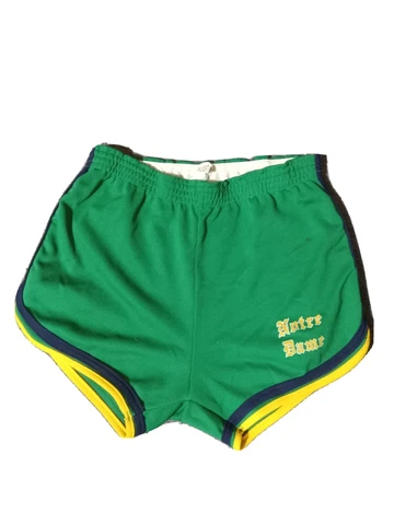 VTG 70'S Notre Dame Irish Green Yellow Track Running Shorts Large LG 36-38 Cover