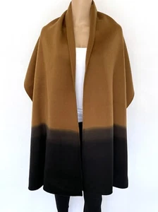 NWT! NEW! LAFAYETTE 148 One Size Black Brown 100% Cashmere Wrap Outwear - Picture 1 of 12