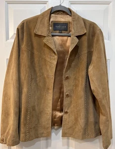 Vtg Van Heusen Suede Western Jacket Women Sz L Stitching Rodeo Cowgirl Country - Picture 1 of 10