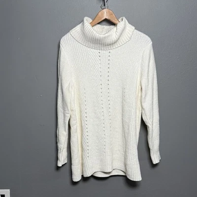 Suéter de cuello alto Liz Claiborne para mujer talla L en crema clásico preppy dinero antiguo Foto 1 de 4