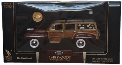 Road Signature Ford 1948 Woody 1:18 With Real Wood Panels and Gold Plated Coin - Image 1 of 4