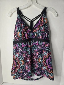 Womens FREE COUNTRY Pink Multi Color Tankini Swim Top Size XXL - Picture 1 of 7