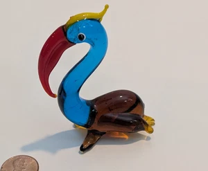 Vintage 70er Jahre Glas Ufer Vogel Figur Pelikan Storch Reiher, Lampwork mundgeblasen ? - Bild 1 von 6