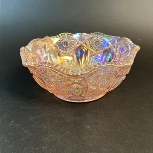 Vtg LE Smith Pink Iridescent Carnival Glass Dish 3"X7.5" MCM Art Glass Easter - Picture 1 of 9