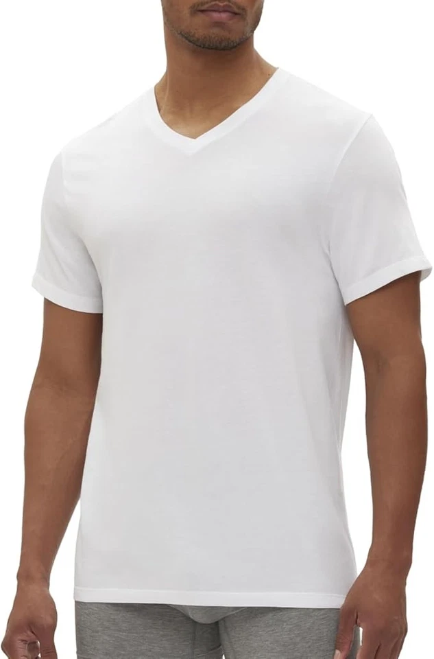 GAP Men's Cotton V-Neck Undershirts Size Large White 3-Pk
