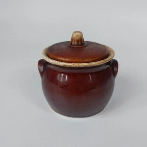 Vintage Hull USA Oven Proof Pottery Brown Drip Glaze Sugar Bowl + Lid - Picture 1 of 4