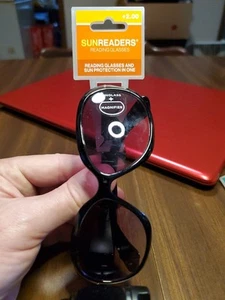 Foster Grant E-Z Reader SunReaders +2,00 Seraphin schwarze Lesesonnenbrille - Bild 1 von 6