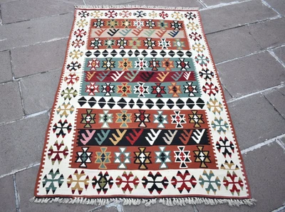 Alfombra Turca 44"" x 61"" Anatolia Kayseri Alfombra Acrílica Decoración del Hogar Alfombra Tejida Plana Foto 1 de 4