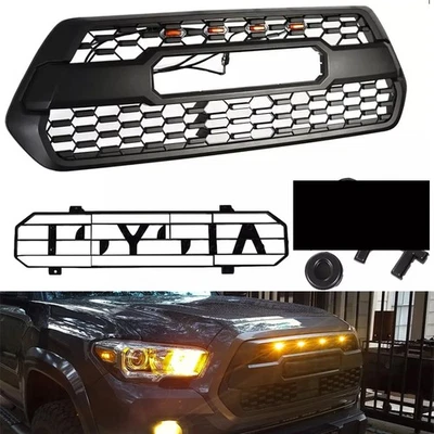 Front Upper Grille For Tacoma 2016-2023 Matte Black Grill Plastic Insert w/Light Foto 1 de 4
