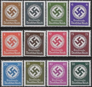Estampillas oficiales del partido Alemania 3er Reich 1942/4 Mi# 166-177 (sin marca de agua) MNH ** - Imagen 1 de 1