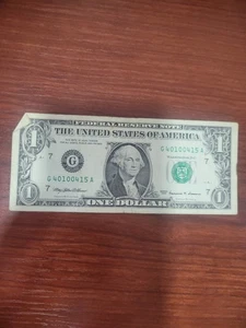 1999 ONE DOLLAR BILL WITH FANCY SERIAL NUMBER G40100415A - Picture 1 of 16