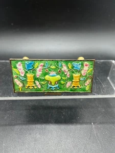 Chinesische Emaille Schatulle, Messing und Emaille geteilt Stempelbox mit Fuß - Bild 1 von 10
