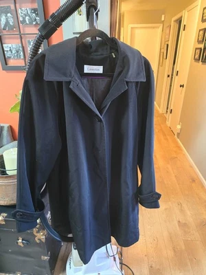 Calvin Klein черный с капюшоном Тренч дождевик женщин XL - Изображение 1 из 4