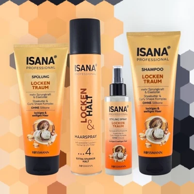 ISANA Professional Locken Traum Set 4-tlg: Shampoo, Spülung, Styling & Haarspray