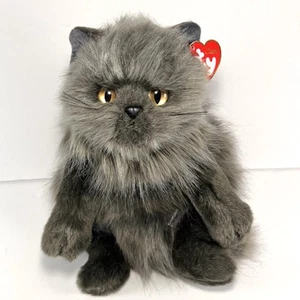 Peluche TY Classic Smokey Cat gris persa realista plano 1999 vintage - Imagen 1 de 12