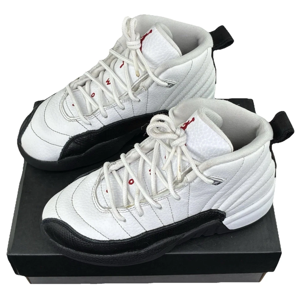 Air Jordan 12 Retro PS Taxi Flip 151186-162 Niños Tenis Negro/Blanco Talla 13c Foto 1 de 4