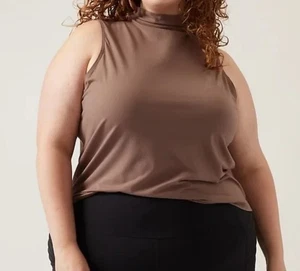 Camiseta sin mangas para mujer Athleta 1X Outbound II marrón cuello falso camiseta ligera - Imagen 1 de 4