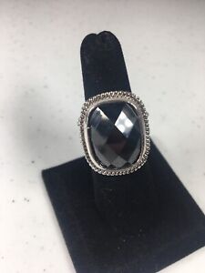 Vintage Onyx Silver Black Gemstone Ring Novelty Size 6.75 Pre- Owned Jewelry