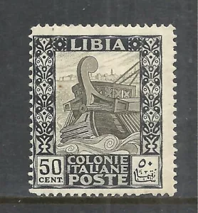 LIBYA. SCOTT 27a MLH FINE - 1921 50c BLACK & BROWN ERROR  CV $625.00 - Picture 1 of 2