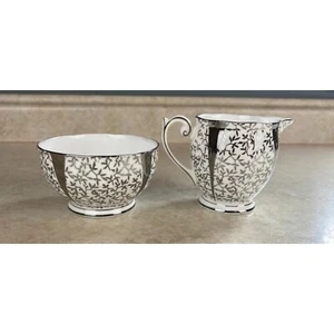 Queen Anne Silber Spitze Bone China Zuckerdose Milchkännchen Set - Bild 1 von 7