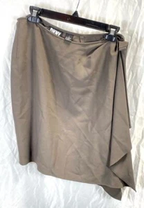 NWT DKNY Womens Taupe Regular Fit Flat Front Pull On Wrap Skirt Size 12 - Picture 1 of 5