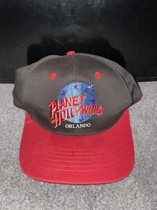 Vintage Planet Hollywood Orlando Snapback Cap Black Red Hat 90s - Picture 1 of 4