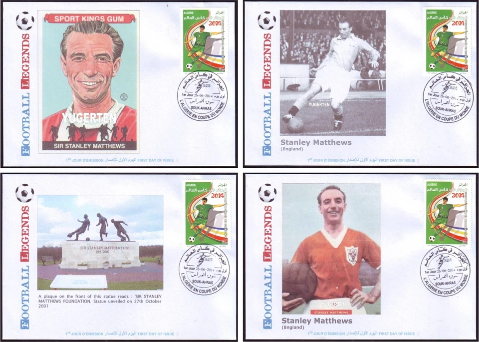 ALGERIA 2014 - 4 FDC - Stanley Matthews - England - Soccer - Football - Calcio - Image 1 of 1