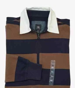 $64 Men Dockers Long Sleeve 1/2 Half Zip Striped Knit Sweater Sweatshirt Shirt S - Picture 1 of 6