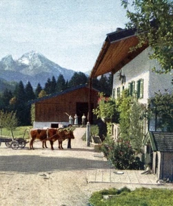 Deutschland Bauernhof Berchtesgaden alt autochrom auf Papier von Hans Hildenbrand 1910 - Bild 1 von 3
