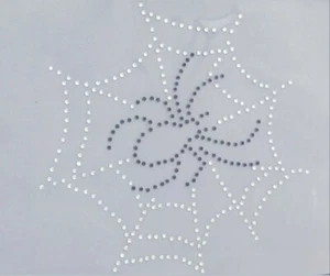 Spider Web Appliqué, Rhinestone Spider Web Iron on Transfer, DIY Halloween Bling - Picture 1 of 3