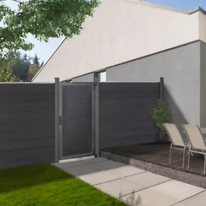 Alu WPC Tür Gartentür Zauntür Tor Gartentor Anthrazit für Sichtschutzzaun 180x90 - Bild 1 von 11