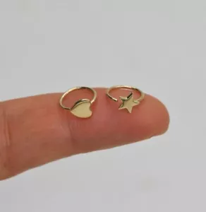 14K Solid Gold Biegbar Reifen Nasen Ring Tragus Helix Lippe Schmuck Körper - Bild 1 von 14