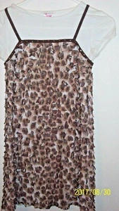 Justice girls size 12 leapord print white short t shirt attached gold sequins st - Picture 1 of 12