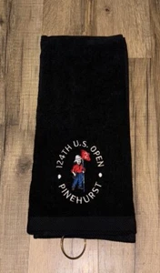 US Open 2024 Pinehurst Embroidered Golf Towel 16x26 Black - Picture 1 of 2