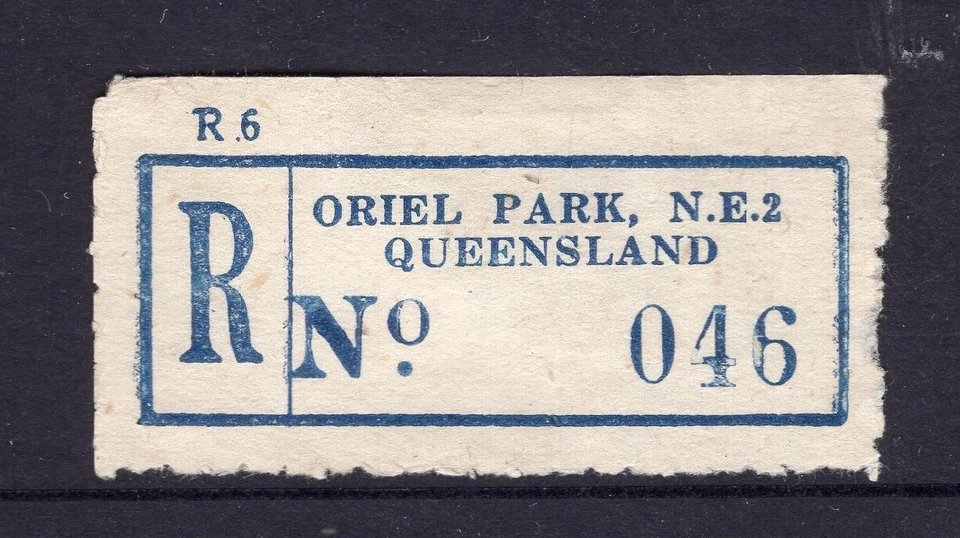 Queensland antiguo ORIEL PARK, N.E.2 etiqueta de registro Foto 1 de 1