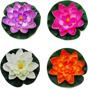 Large Floating Pond Decor Water Lily/Lotus Foam Flower, Set of 4 - Picture 1 of 12